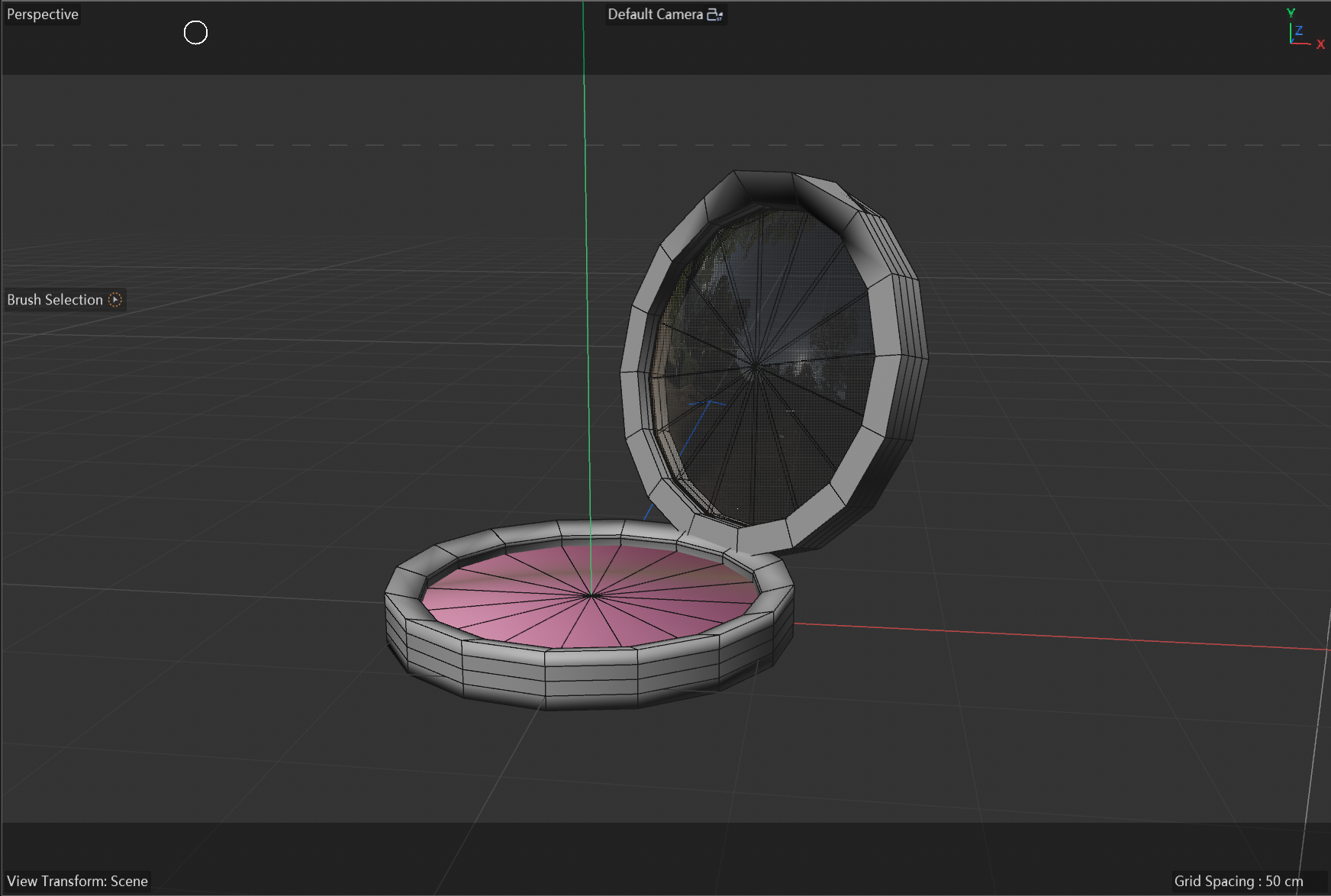 These are the steps I took to select the blush color and modify the material of the lid, as I felt this approach better highlights the placement of the blush.