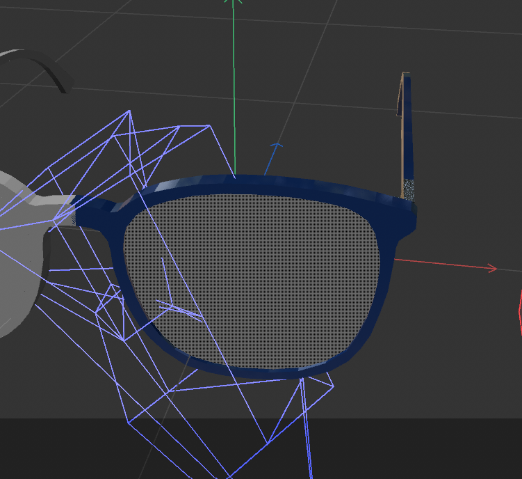 Selecting materials and colors to simulate the real object; I set the lenses to a glass material.